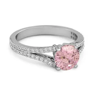 Felicity Design Sterling Silver 0.50 Ctw Pink Zirconia Solitaire Accents Ring