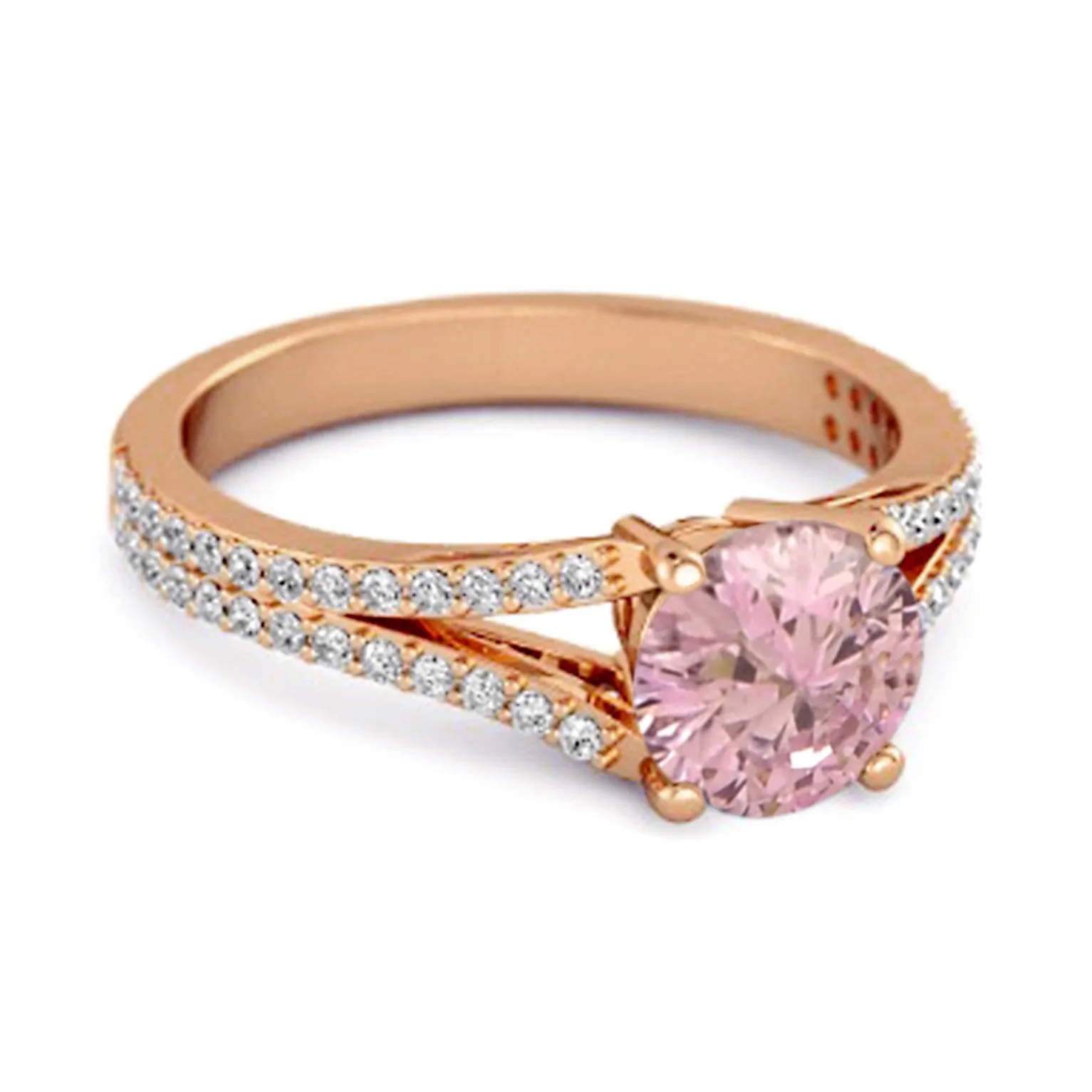 Felicity Design Sterling Silver 0.50 Ctw Pink Zirconia Solitaire Accents Ring