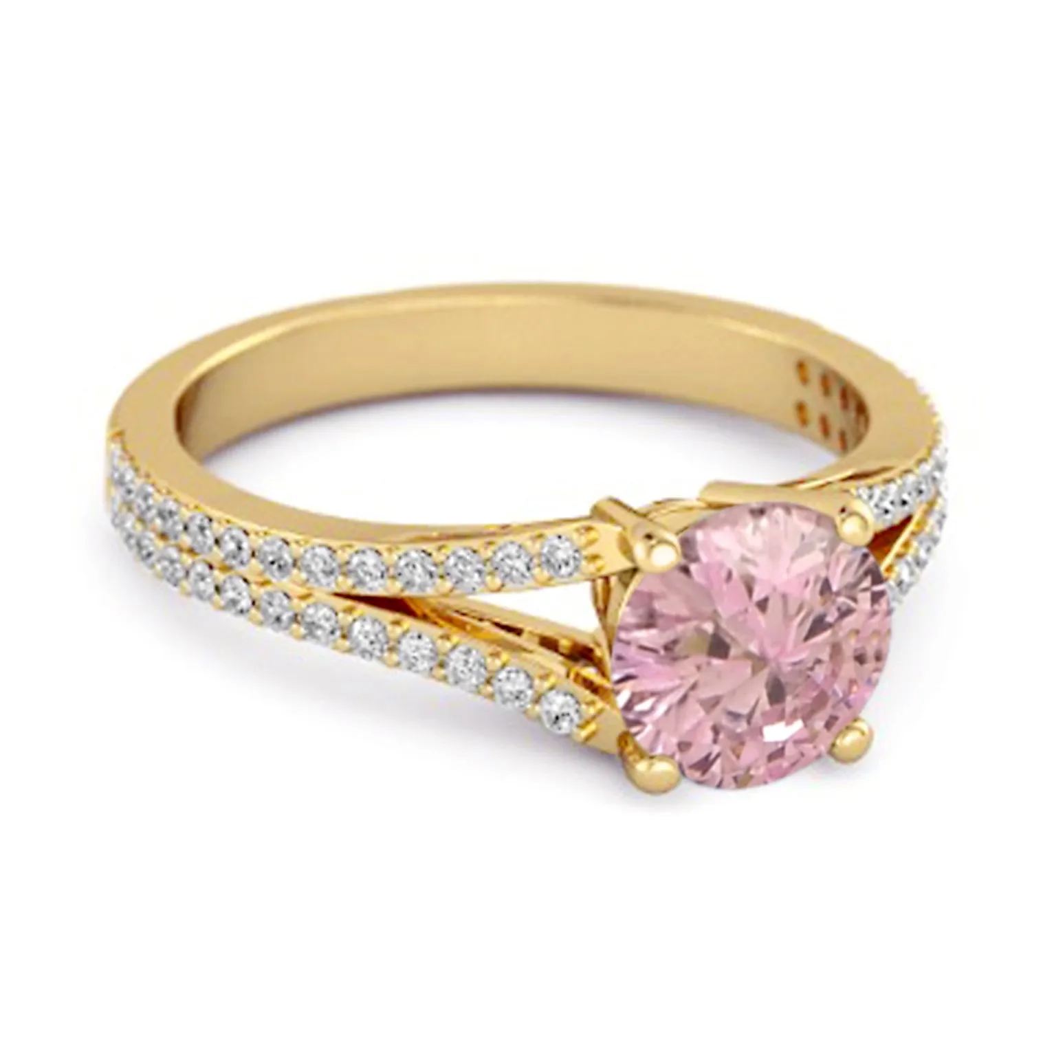 Felicity Design Sterling Silver 0.50 Ctw Pink Zirconia Solitaire Accents Ring