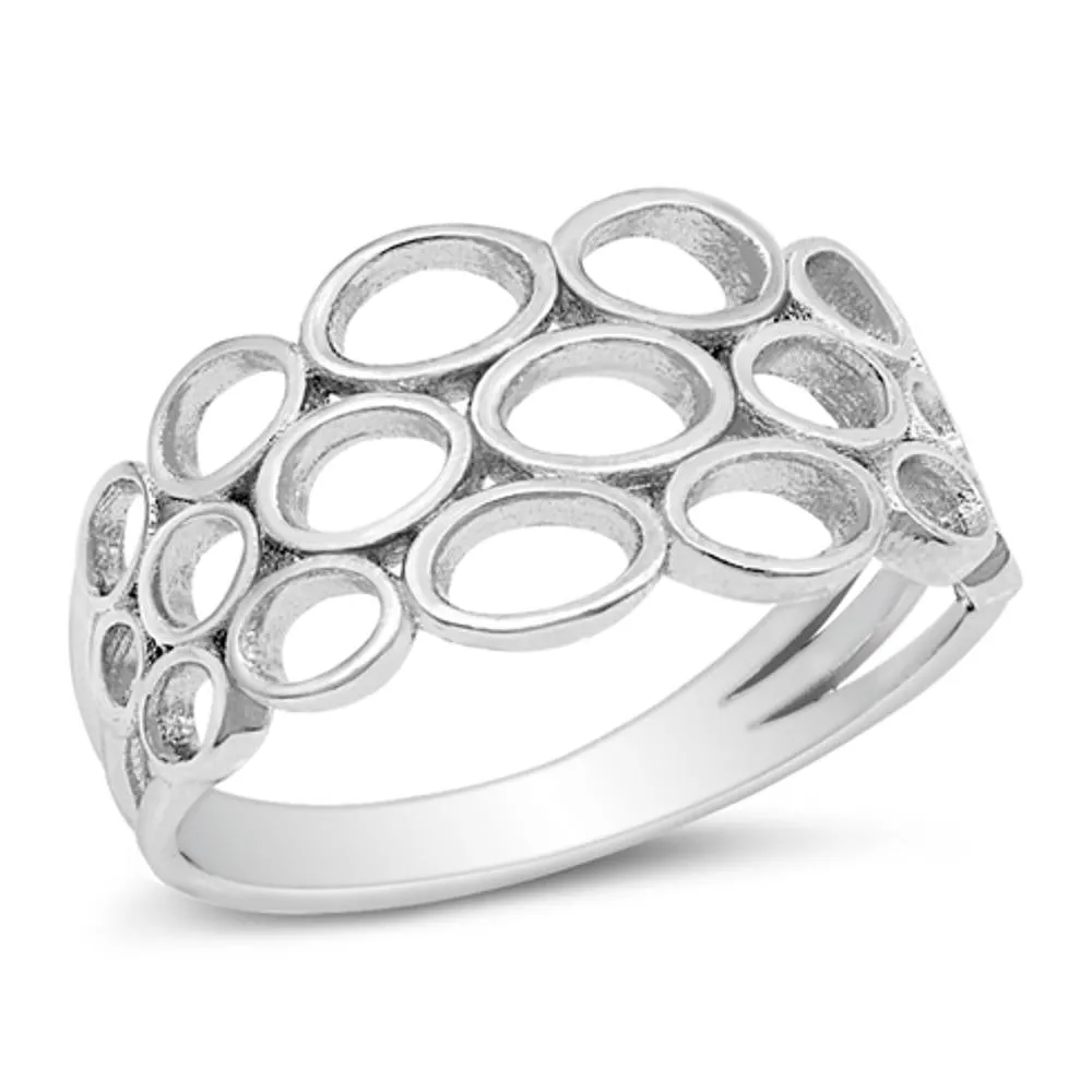 Filigree Oval Cutout Geometric Cute Ring New 925 Sterling Silver Band Sizes 5-10