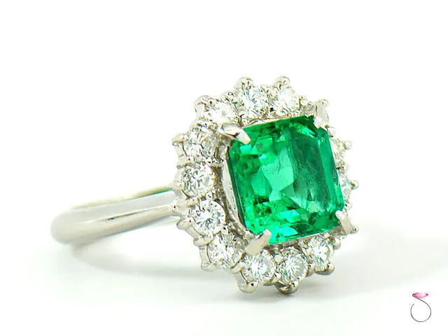 Fine Colombian Emerald & Diamond Platinum Ring, GIA Report