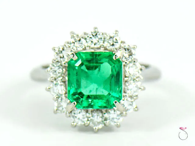 Fine Colombian Emerald & Diamond Platinum Ring, GIA Report