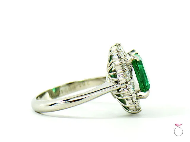 Fine Colombian Emerald & Diamond Platinum Ring, GIA Report