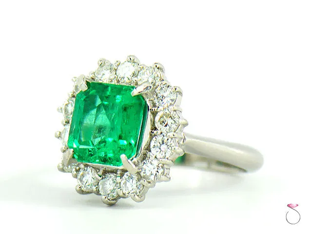 Fine Colombian Emerald & Diamond Platinum Ring, GIA Report