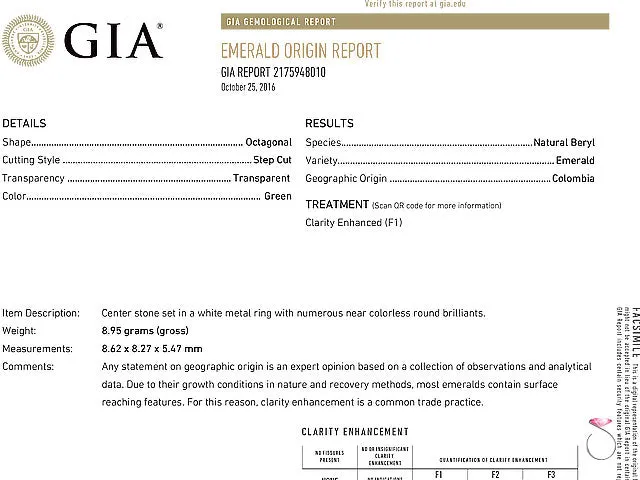 Fine Colombian Emerald & Diamond Platinum Ring, GIA Report