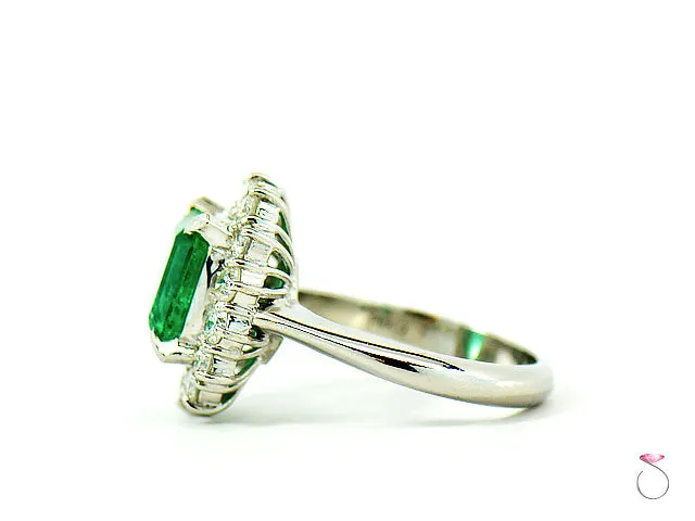 Fine Colombian Emerald & Diamond Platinum Ring, GIA Report