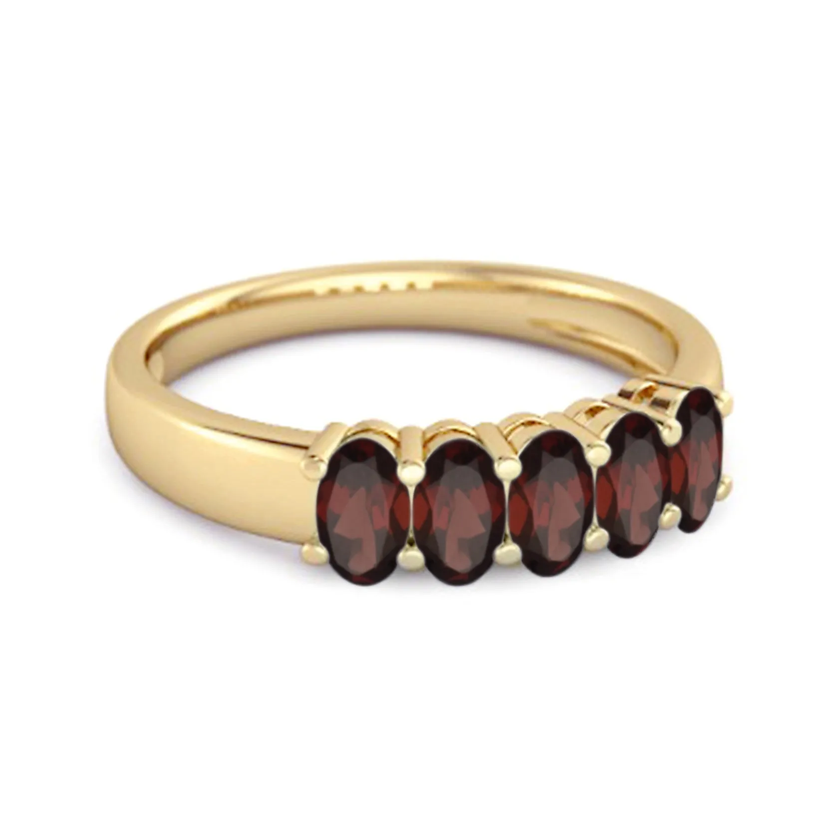 Five Stone 1.25 Cts Garnet Half Eternity 925 Sterling Silver Ring