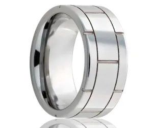 Flat Tungsten Carved Pattern Ring