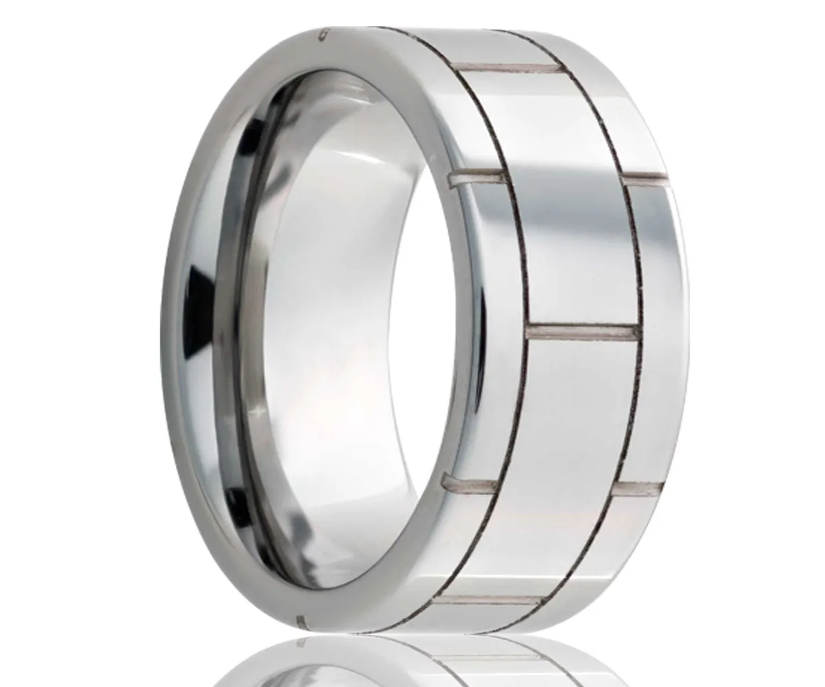 Flat Tungsten Carved Pattern Ring