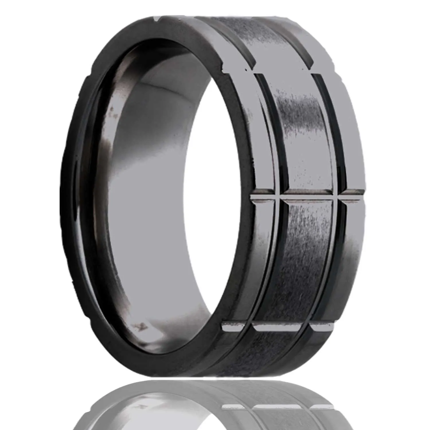 Flat Zirconium Ring with a Milled Pattern