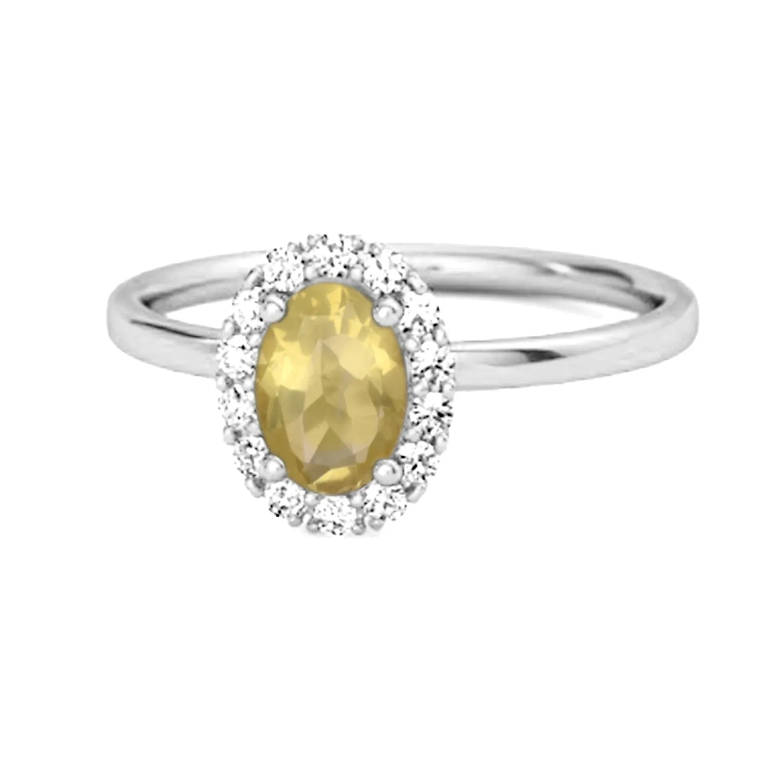 Floating Halo Ring 925 Sterling Silver 1.50 Ctw Lemon Quartz Ring