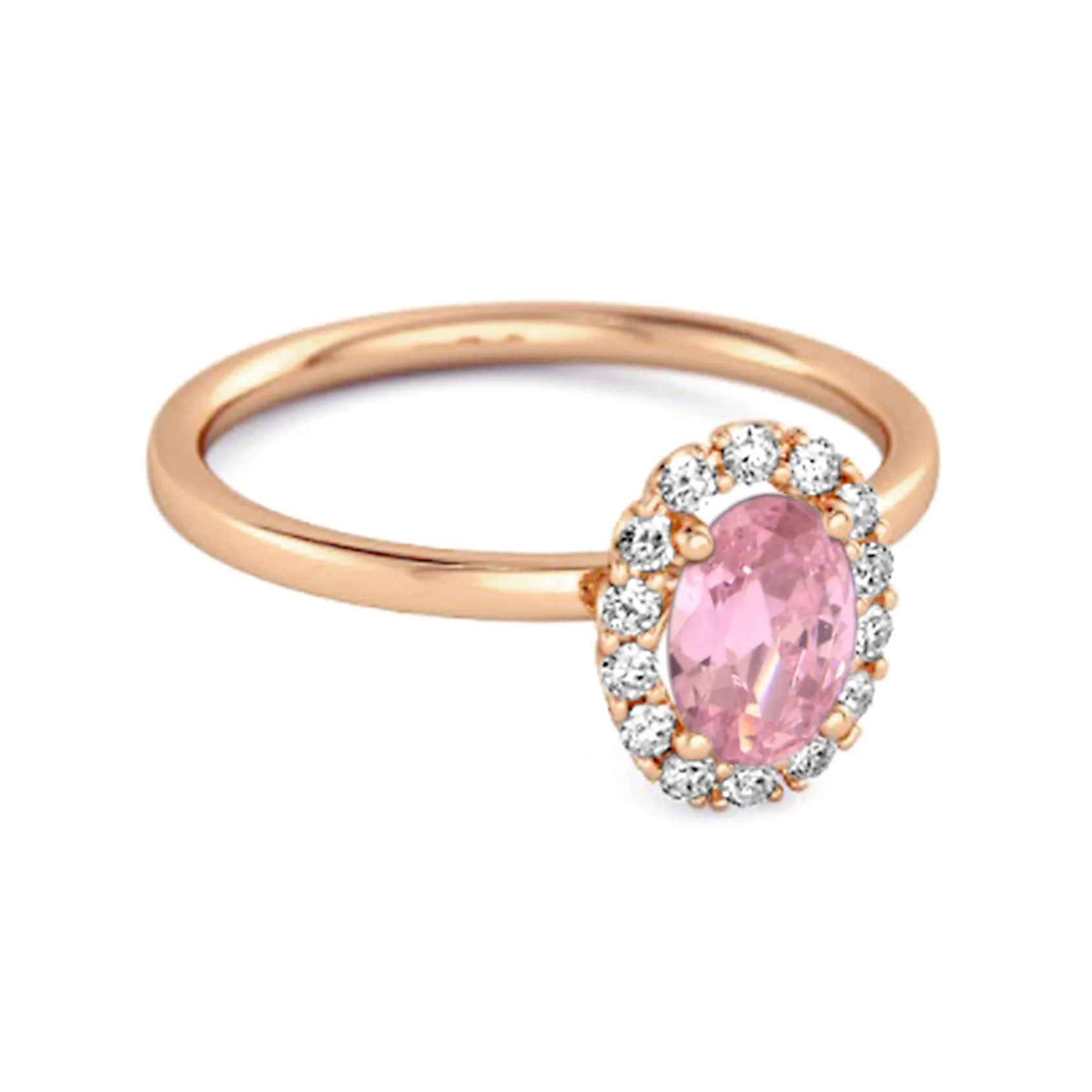 Floating Halo Ring 925 Sterling Silver 1.50 Ctw Pink Zirconia Ring