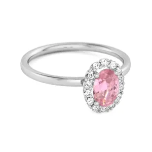 Floating Halo Ring 925 Sterling Silver 1.50 Ctw Pink Zirconia Ring