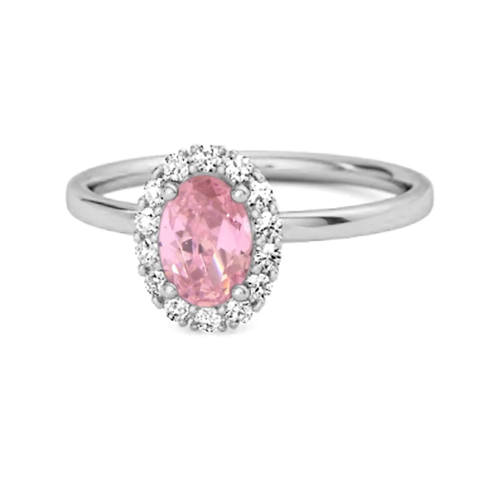 Floating Halo Ring 925 Sterling Silver 1.50 Ctw Pink Zirconia Ring
