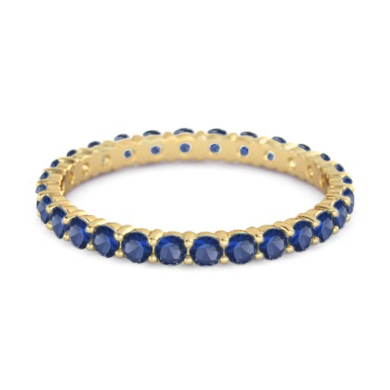 Full Eternity Blue Sapphire 925 Sterling Silver Stacking Bridal Ring