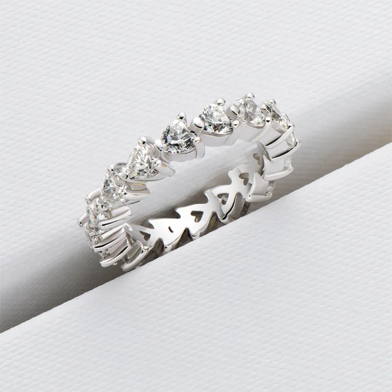 Full Eternity Heart Shaped Moissanite Diamond Ring
