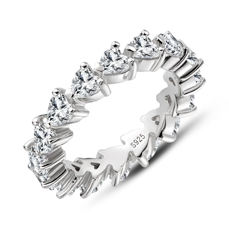 Full Eternity Heart Shaped Moissanite Diamond Ring