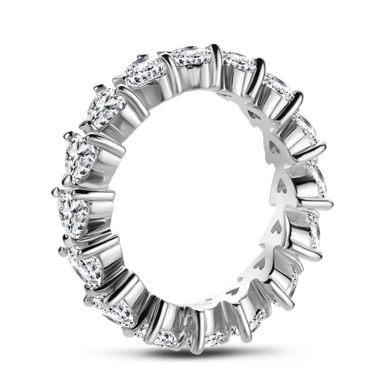 Full Eternity Heart Shaped Moissanite Diamond Ring
