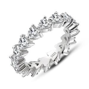 Full Eternity Heart Shaped Moissanite Diamond Ring