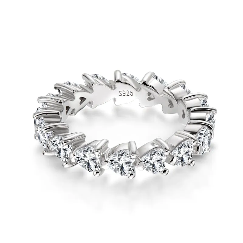 Full Eternity Heart Shaped Moissanite Diamond Ring