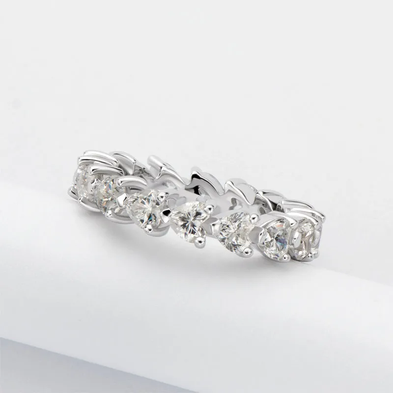 Full Eternity Heart Shaped Moissanite Diamond Ring