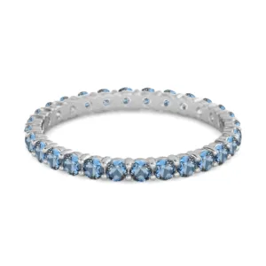 Full Eternity London Blue Topaz 925 Sterling Silver Stacking Bridal Ring