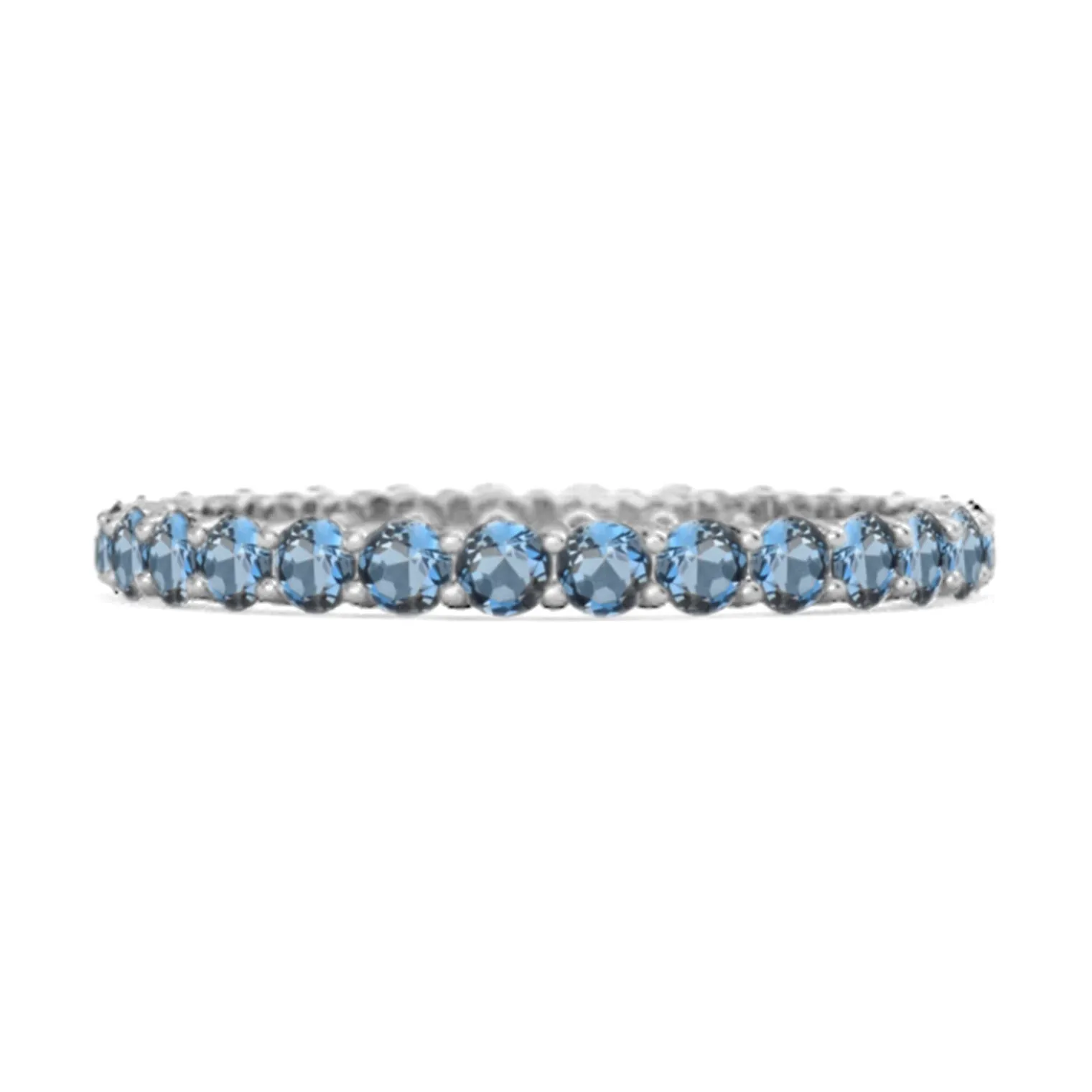 Full Eternity London Blue Topaz 925 Sterling Silver Stacking Bridal Ring