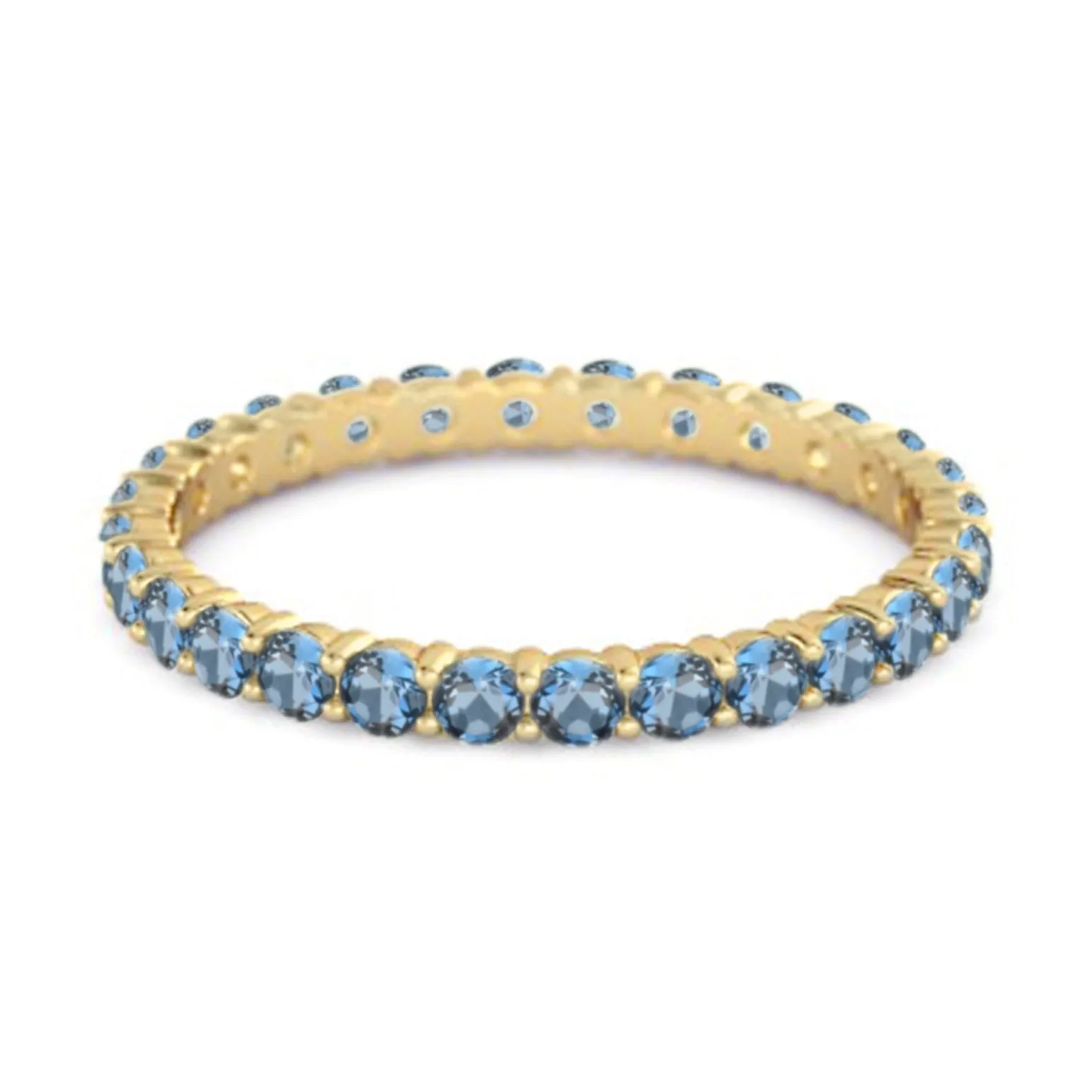 Full Eternity London Blue Topaz 925 Sterling Silver Stacking Bridal Ring