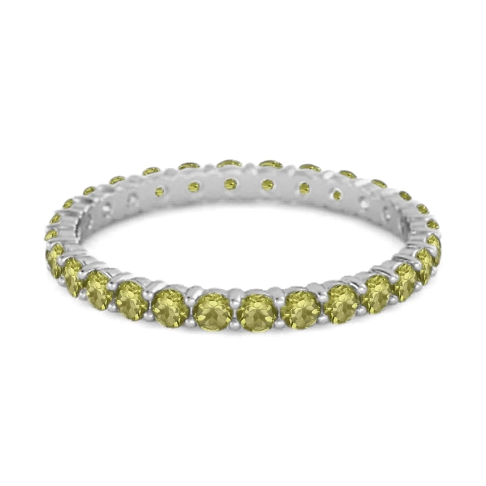 Full Eternity Peridot 925 Sterling Silver Stacking Bridal Ring