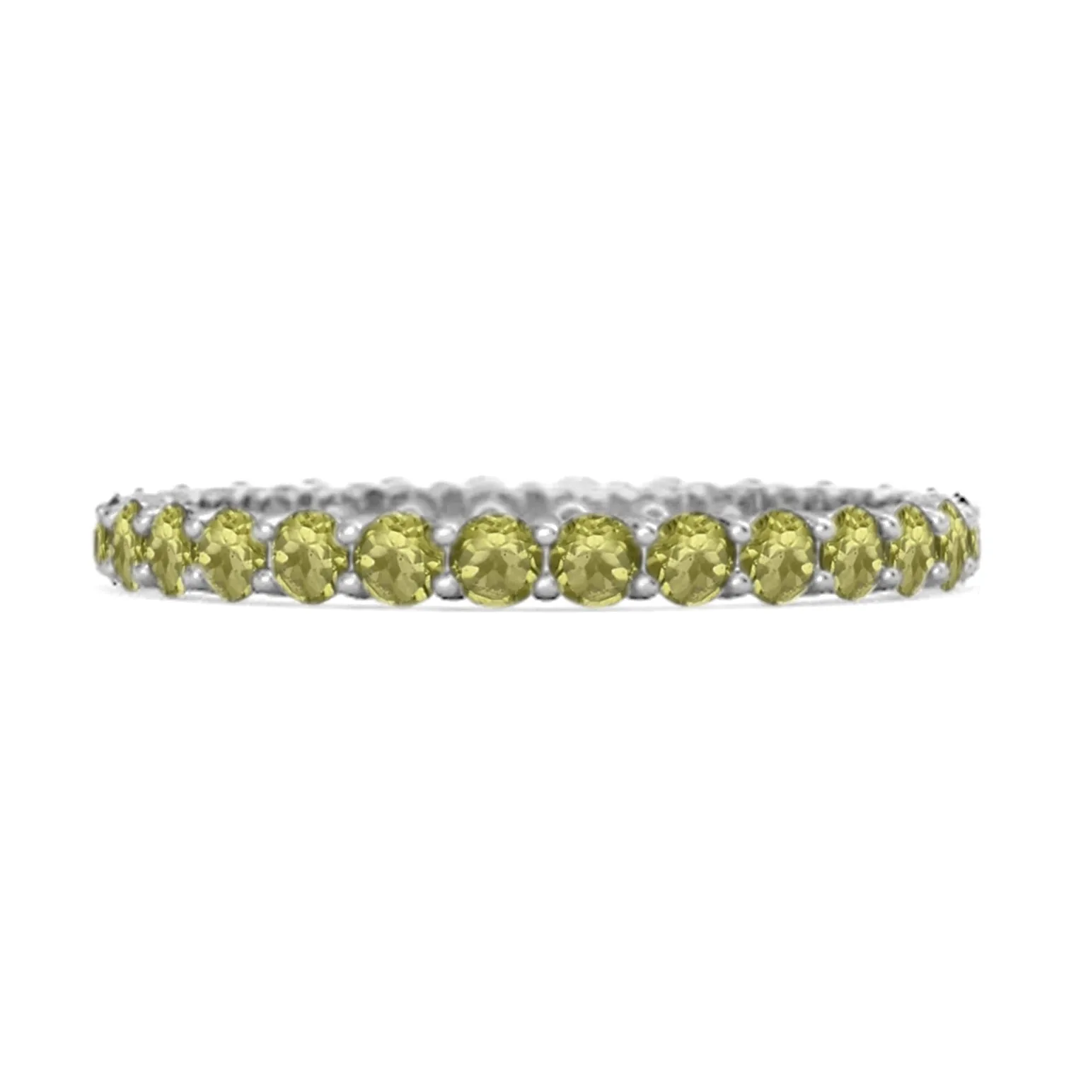 Full Eternity Peridot 925 Sterling Silver Stacking Bridal Ring