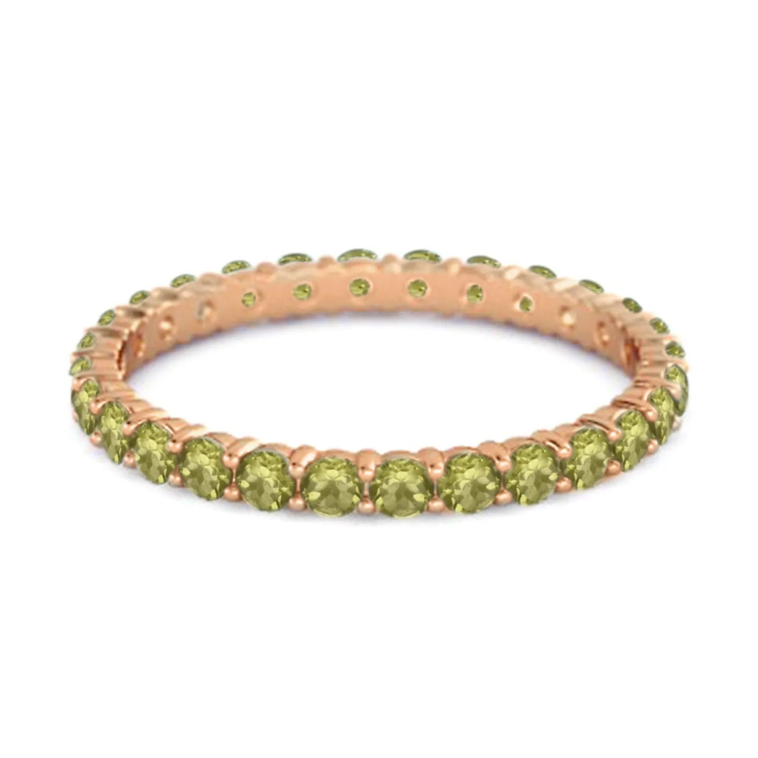 Full Eternity Peridot 925 Sterling Silver Stacking Bridal Ring