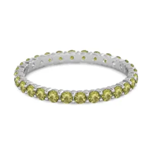 Full Eternity Peridot 925 Sterling Silver Stacking Bridal Ring