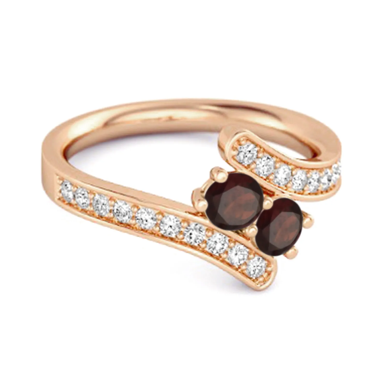 Garnet 925 Sterling Silver Split Shank Bypass Wedding Ring