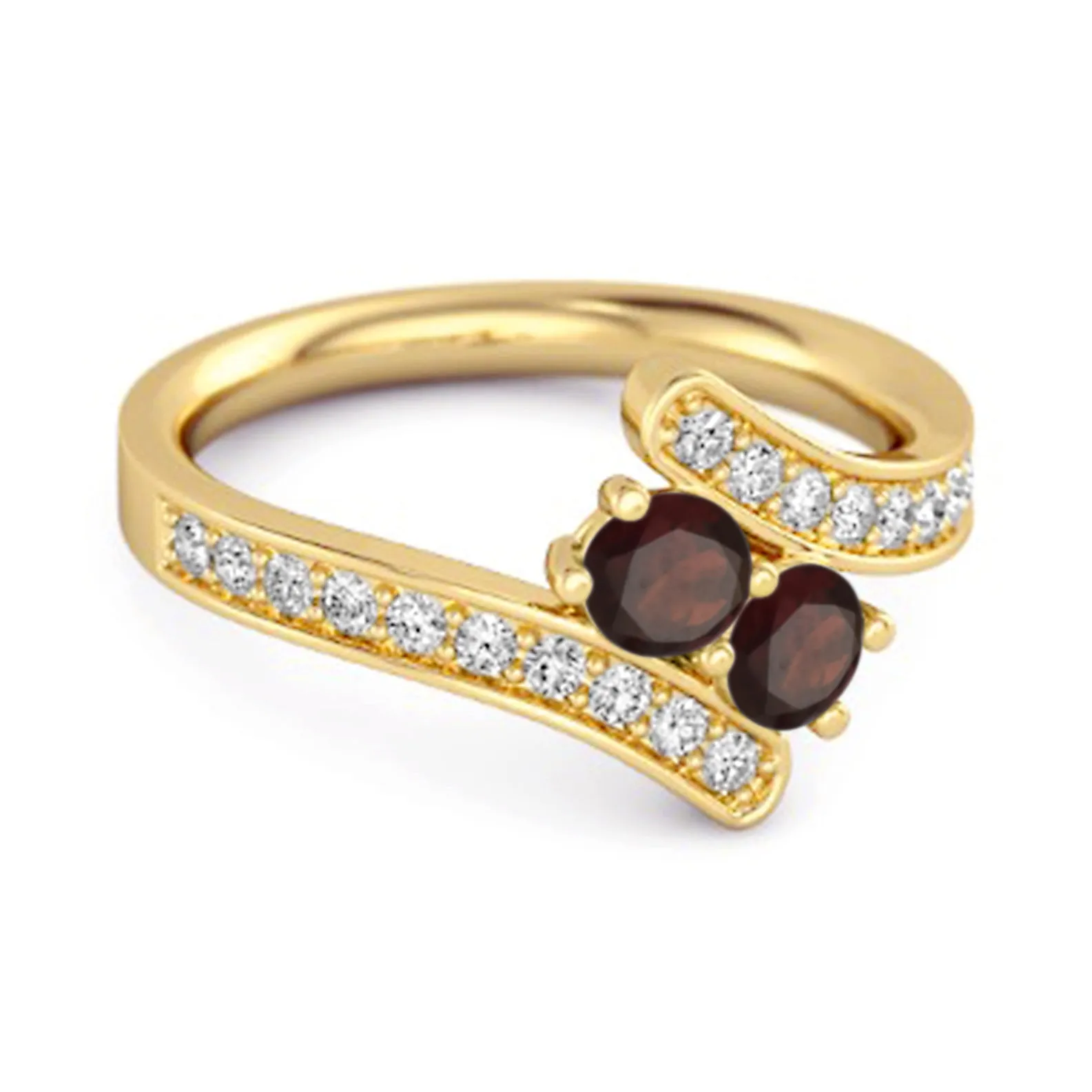 Garnet 925 Sterling Silver Split Shank Bypass Wedding Ring