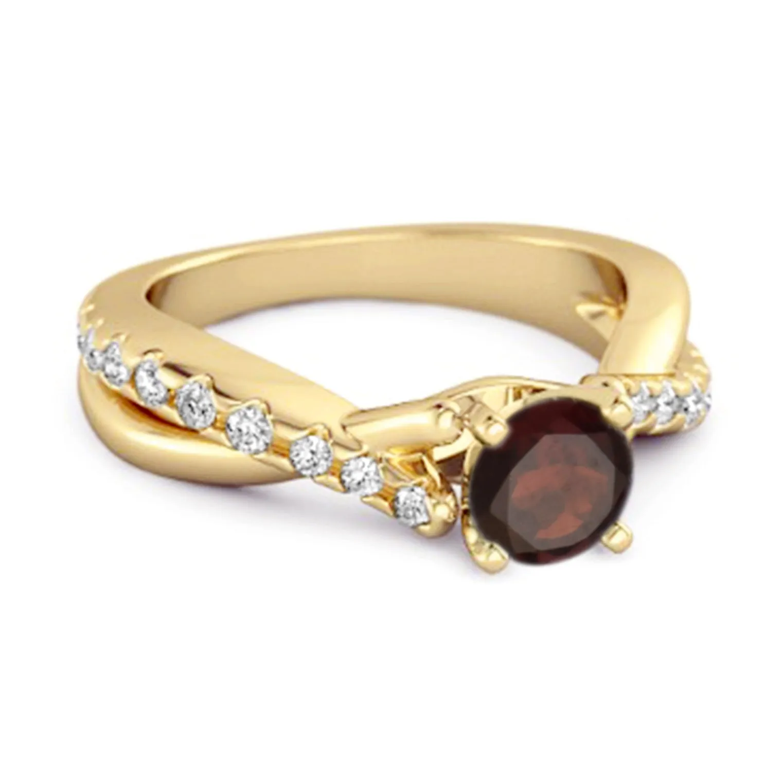 Garnet Accents 925 Sterling Silver Twisting Vine Shank Ring