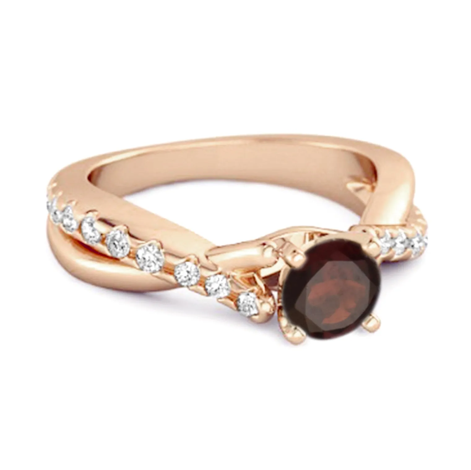 Garnet Accents 925 Sterling Silver Twisting Vine Shank Ring