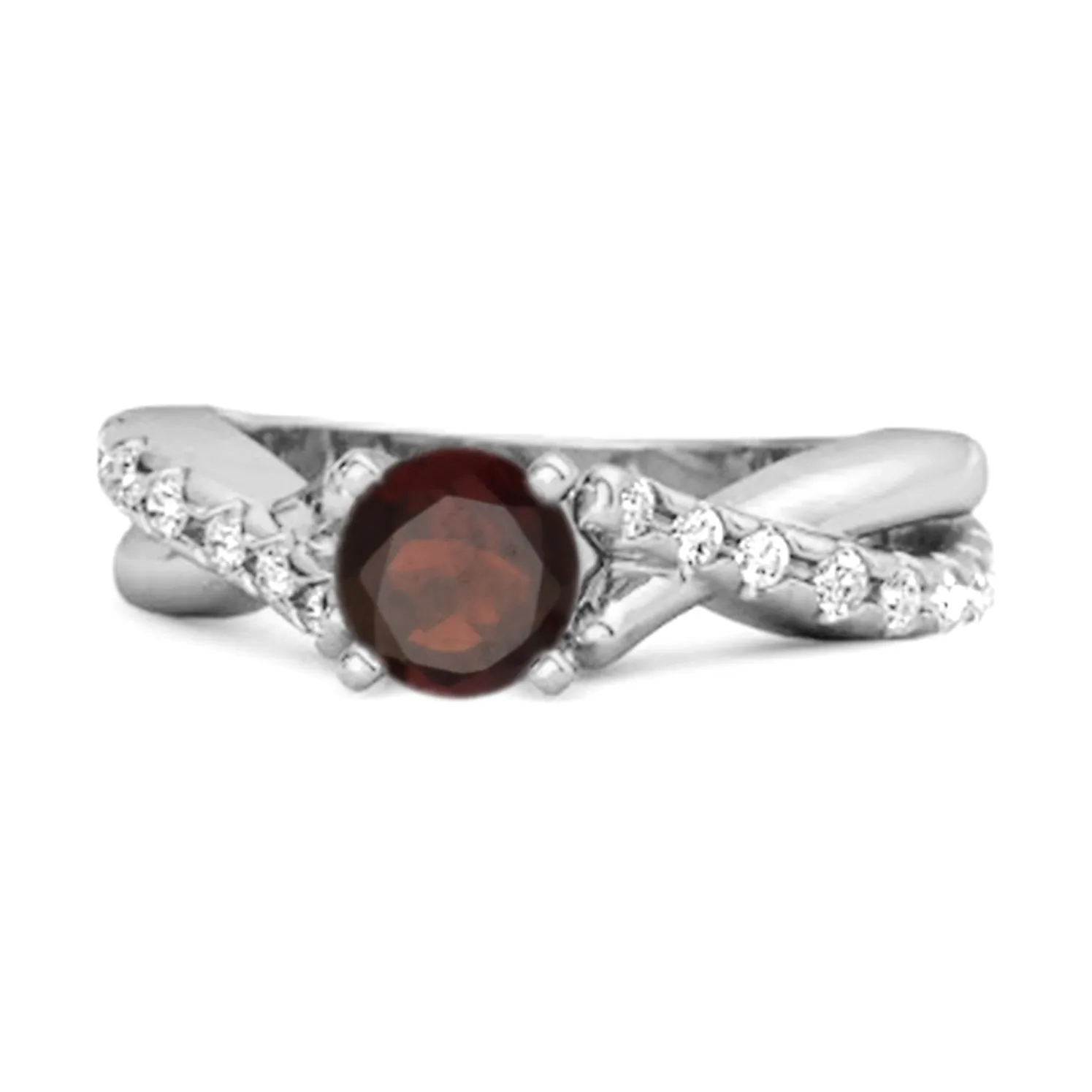 Garnet Accents 925 Sterling Silver Twisting Vine Shank Ring