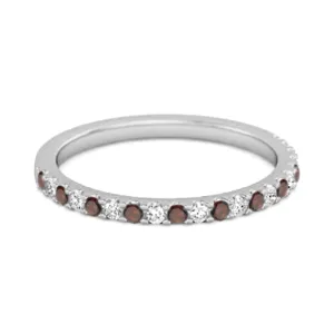 Garnet Half Eternity Band 925 Sterling Silver Stackable Ring