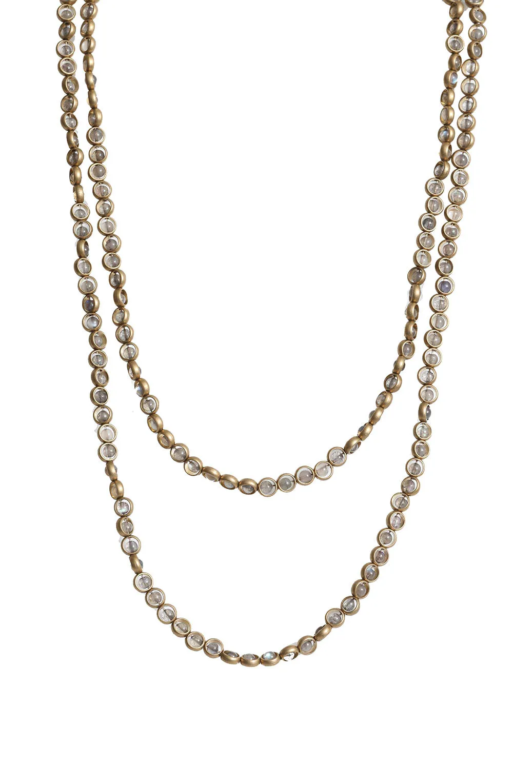 Gemstone Necklace with Antique Gold Rings in Labradorite