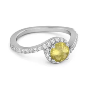 Genuine 0.25 Ctw Lemon Quartz 925 Sterling Silver Women Ring