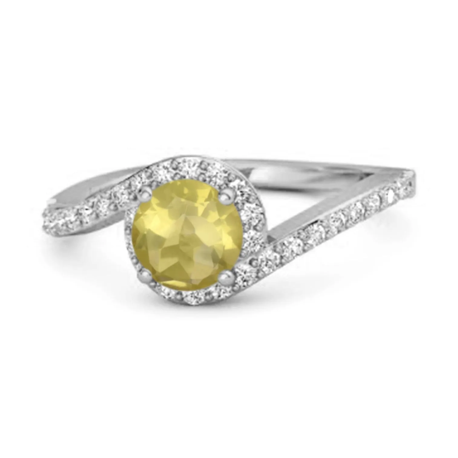Genuine 0.25 Ctw Lemon Quartz 925 Sterling Silver Women Ring