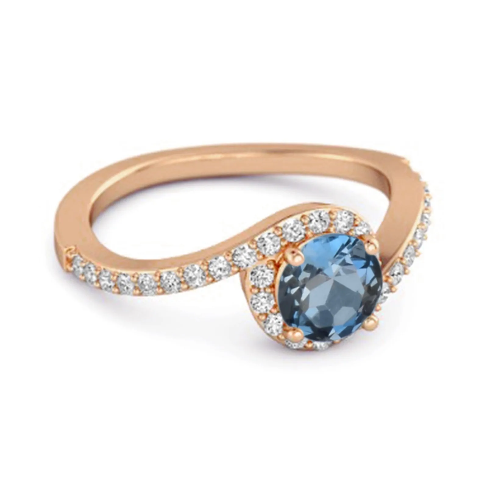 Genuine 0.25 Ctw London Blue Topaz 925 Sterling Silver Women Ring