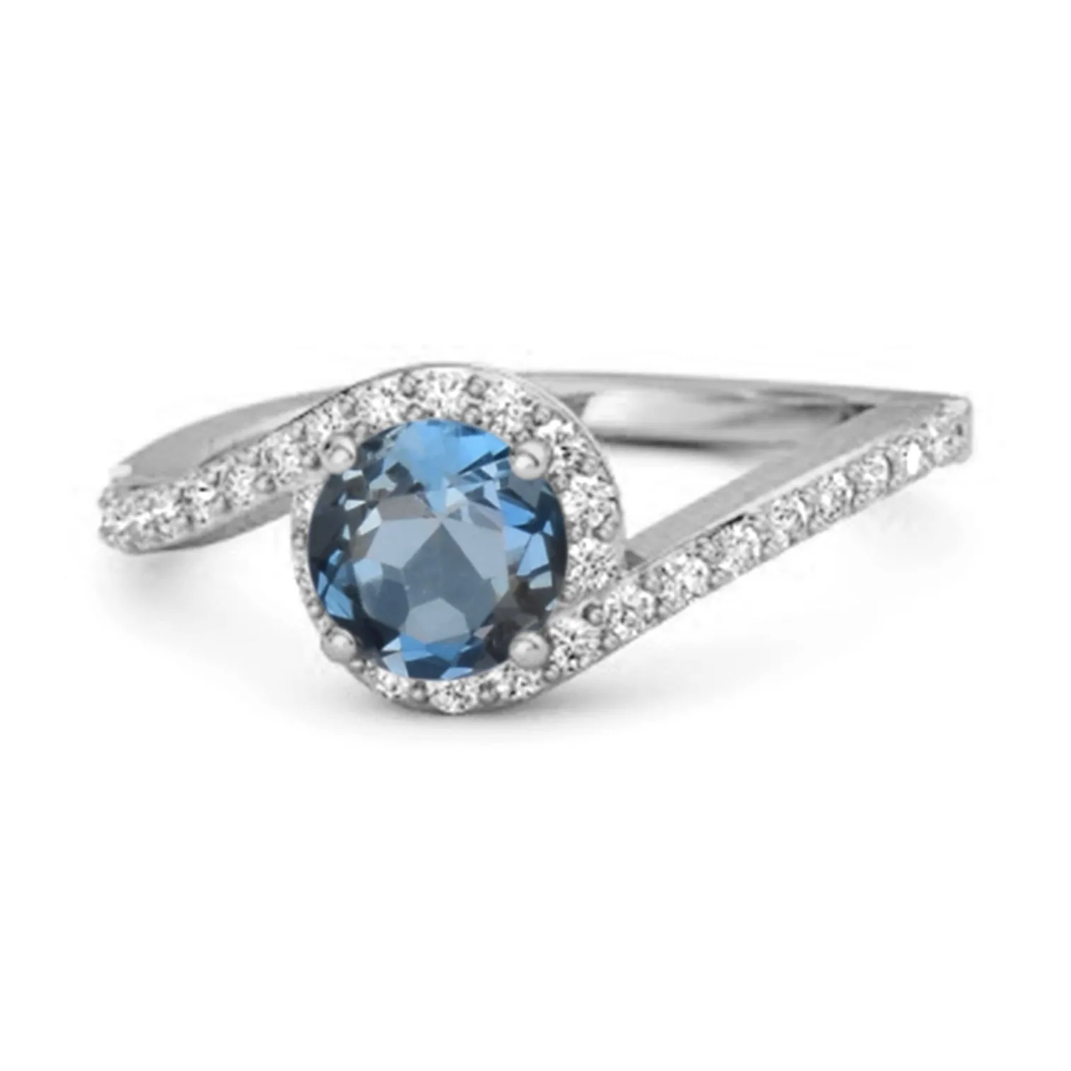 Genuine 0.25 Ctw London Blue Topaz 925 Sterling Silver Women Ring