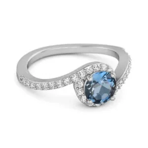Genuine 0.25 Ctw London Blue Topaz 925 Sterling Silver Women Ring