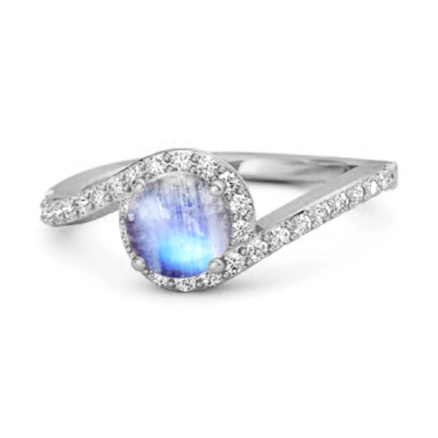 Genuine 0.25 Ctw Moonstone 925 Sterling Silver Women Ring