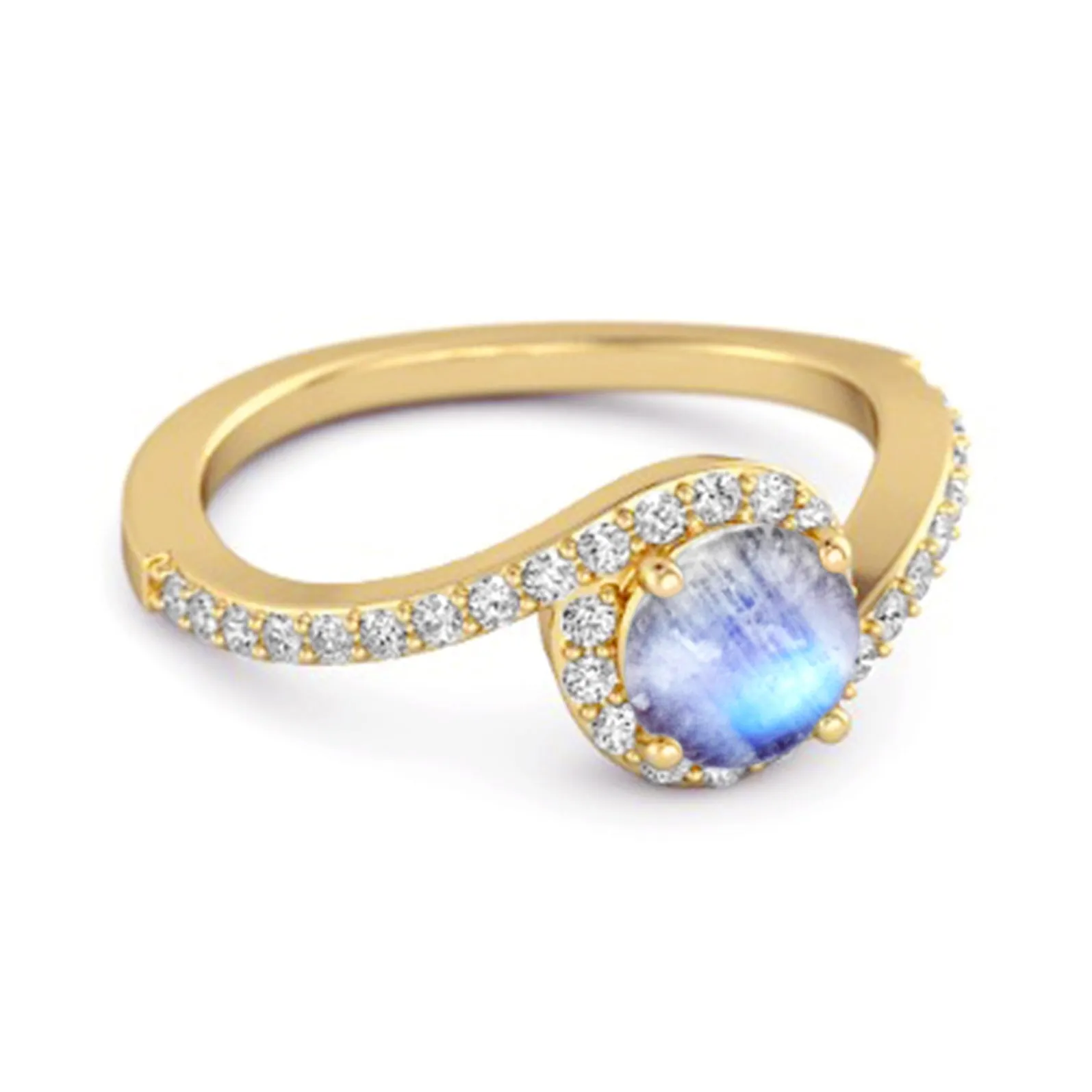 Genuine 0.25 Ctw Moonstone 925 Sterling Silver Women Ring