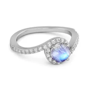Genuine 0.25 Ctw Moonstone 925 Sterling Silver Women Ring