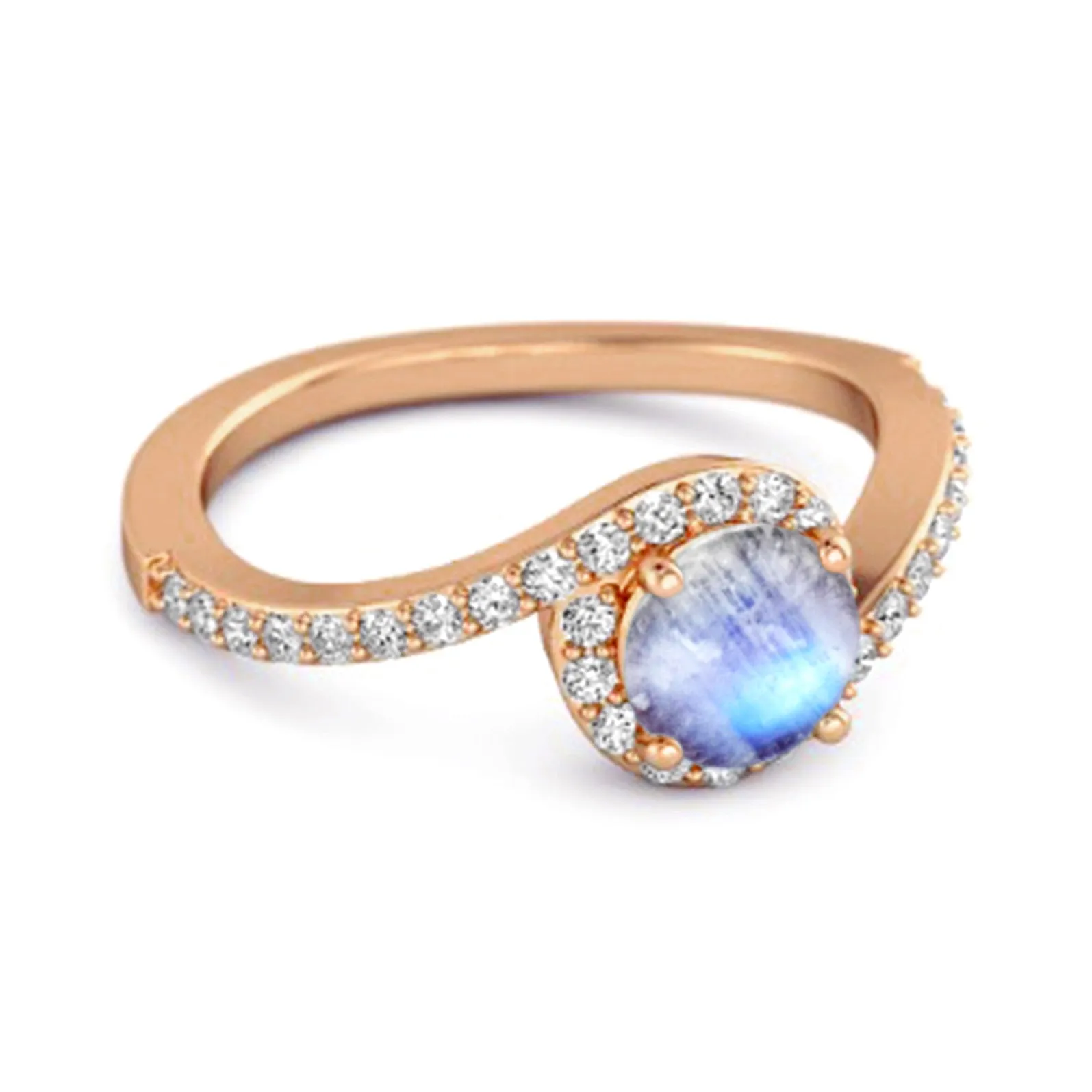 Genuine 0.25 Ctw Moonstone 925 Sterling Silver Women Ring