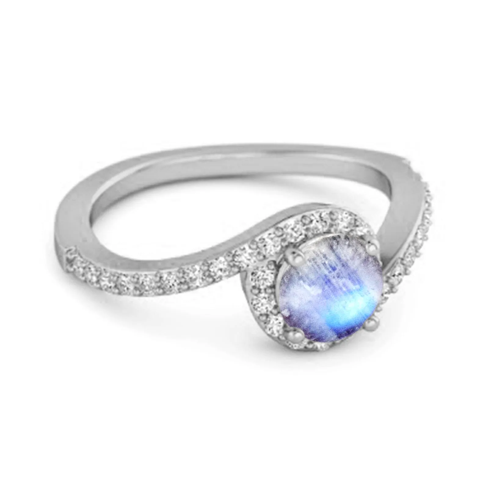 Genuine 0.25 Ctw Moonstone 925 Sterling Silver Women Ring