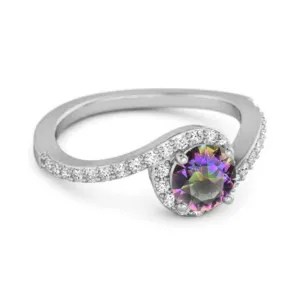 Genuine 0.25 Ctw Mystic Topaz 925 Sterling Silver Women Ring